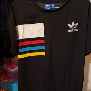 Adidas Black Tee with Multicolor Graphic